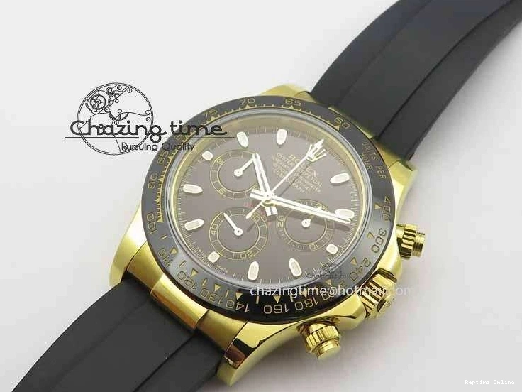 0301 Daytona YG 116518LN JH Best Edition Black Dial On Rubber Strap A4130 (Free XS rubber strap) WeatherProof 3645